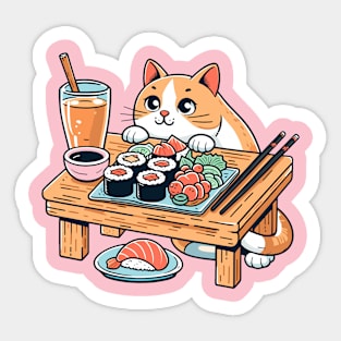 Cat-Eating-Sushi Sticker